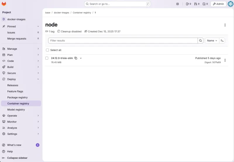 GitLab Container Registry after successful push